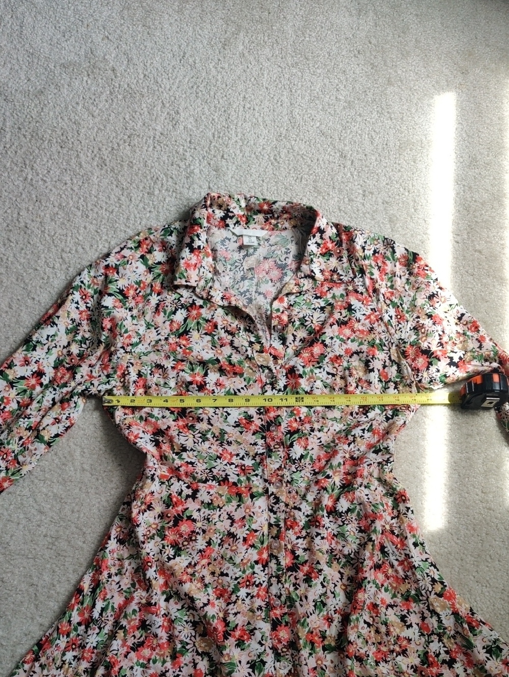 H&M Floral Balloon-sleeved Button Down shirt dress Y2K Cottagecore Vintage - Picture 12 of 14